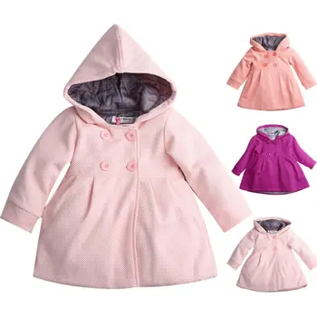 PUDCOCO da Menina do Bebê com Capuz Trench Coat Outono-Inverno Blusão Parka Jaqueta de Crianças Roupas de Apoio atacado