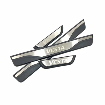 Para Lada Vesta SW Cruz-2018 2019 Inoxidável Soleira da Porta de Chinelo Placa de Guarda Pedal de Protetores de Capa da Guarnição de Carro Estilo Acessórios
