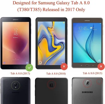 Para Samsung Galaxy Tab 8,0 2017 Caso Fólio Virar Capa de Couro PU Stand porta-Lápis Casos de Ajuste Fino Tablet SM-T380 T380 T385