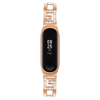 Para Xiaomi Mi Banda 4 3 Correia de Pulso a Correia de Smart Watch, Relógio de Substituição para MiBand 3 Diamond em Aço Inoxidável Mulheres Pulseira desportiva