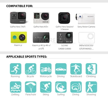 Para Xiaomi Yi Cinta Cinto Alça de Cabeça Conjunto de Montagem 360 Graus de Rotação da Correia de Pulso Para Gopro Hero 6 5 7 Câmera, Ação
