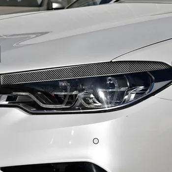 Para o BMW Série 5 G30 G38 2018 Carbono Farol Dianteiro do Sobrancelhas, Pálpebras Tampa de Proteção do Farol de Montar o Adesivo de Carro Acessórios