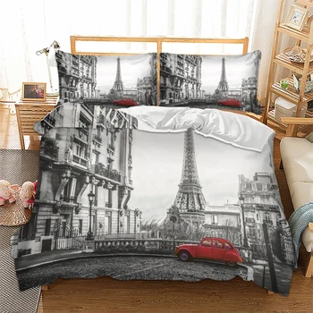 Paris, A Torre Eiffel Impresso Conjunto De Roupa De Cama Queen Size, Edredom De Casal Rei Capa De Edredão Conjunto De Alta Qualidade