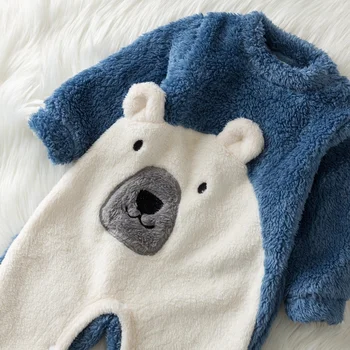 PatPat de Inverno do Bebê Urso Polar Fleece Macacão para Bebê, Roupas Macacão de Roupas de Bebê