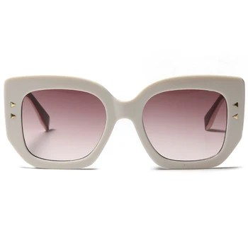 Peekaboo bege cor-de-rosa senhoras óculos de sol das mulheres da praça de 2021 moda primavera óculos feminino rebites uv400 de verão, estilo quente da venda