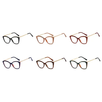 Peekaboo tr90 quadro feminino de óculos de prescrição limpar a lente olho de gato de óculos de armação de mulheres de ouro preto, metade de metal presente acessórios