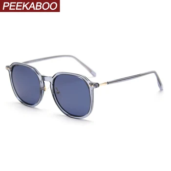 Peekaboo uv400 óculos polarizados para a condução de estilo coreano TR90 homens de moda de óculos de sol para mulheres azul marrom masculina verão