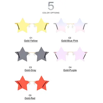 Personalizado Estrela de Cinco pontas Óculos de sol das Mulheres sem moldura Marinha Gradiente de Cor Personalidade Selvagem Moda Óculos