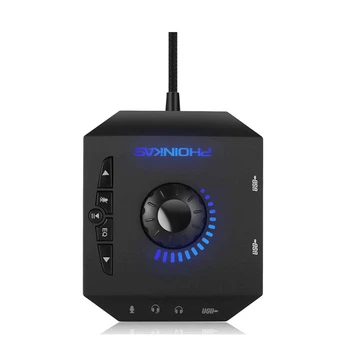 Phoinikas T10 Multi-Switch Hub Usb Adaptador De Áudio Estéreo Externo Cartão De 3,5 Mm Fones De Ouvido E Para Microfone Preto