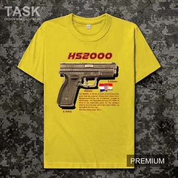 Pistola de Série HS2000 Croácia arma do Exército Militar fã de jedi jogo CSGO algodão meia Manga mens t-shirt da moda streetwear verão