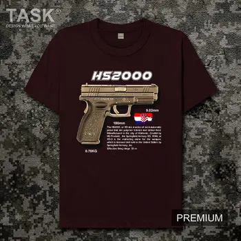 Pistola de Série HS2000 Croácia arma do Exército Militar fã de jedi jogo CSGO algodão meia Manga mens t-shirt da moda streetwear verão