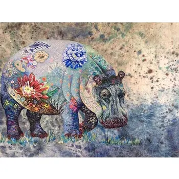 Plena Praça Animais de Diamante Pintura de desenhos animados hipopótamo Bordado Venda Diamond Imagem em Mosaico De pedra de Strass de Decoração de Casa de Presente