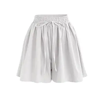 Plus Size Mulheres Shorts Ocasionais De Verão Feminino Calças Curtas Roupa Cordão De Cor Sólida Cintura Alta Solta Senhoras Roupas Y36