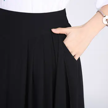 Plus size 6XL Elegante Ampla Solta Verão Calças para Mulheres 2019 Nova Elástico de Cintura Alta Saia Senhora Casual Sete Saia de Chiffon Calças f527