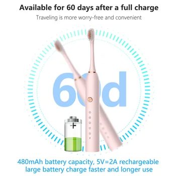 Poderoso Ultra Sonic Escova de dentes Elétrica Recarregável USB Escova de Dente Adulto Eletrônico Lavável Clareamento relaxar Escova de Dentes