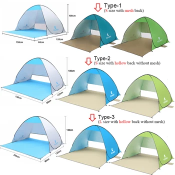 Portátil Automática Exterior Tenda Instantâneas Pop-up Acampamento Barraca Viagem Praia Tenda Anti-UV, Abrigo para Pesca, Caminhadas Piquenique tenda