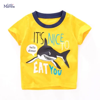 Pouco maven Crianças t-shirts de Animais de tubarão de Roupas infantis de Verão de Bebê Meninos Calções, Camisas de Manga Crianças Tops Tees de Roupas