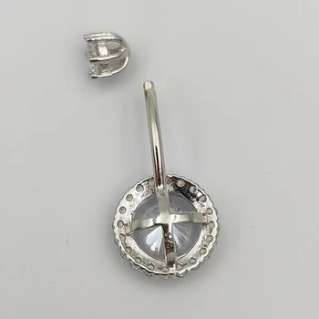 Prata 925 esterlina, anel da barriga zircônia cúbica Umbigo Piercings Jóias 1pcs