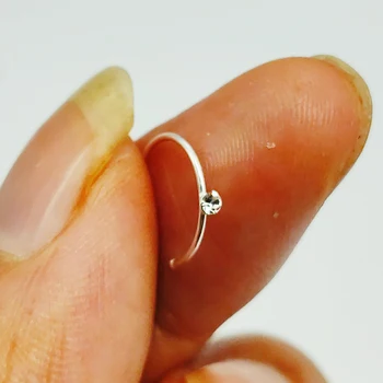 Prata 925 esterlina, anel de nariz com cristais de Diamante Aro Stud de Cristal Cintilante Anel de Nariz