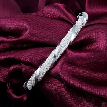 Prata Trançada Pulseira de Prata Esterlina da Jóia 925 da Moda de Malha de Largura Braceletes Pulseiras para Mulheres, Homens