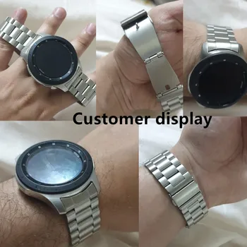 Premium Aço Inoxidável Pulseira para Samsung Galaxy Watch 46mm SM-R800 Banda de Esportes a Extremidade Curva da Correia de Pulso Pulseira Prata Preto