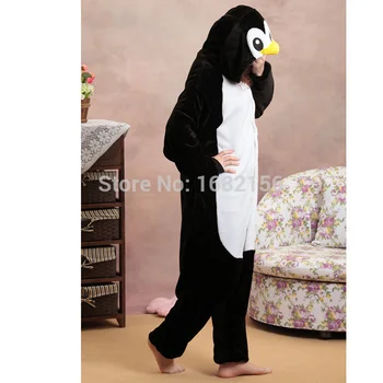 Preto Penguin Pijama Festa Dos Animais De Cosplay Traje De Flanela Macacão De Jogo Dos Desenhos Animados De Animais Sleepwear