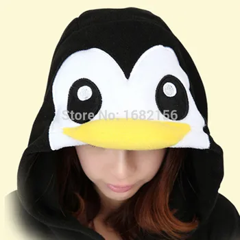 Preto Penguin Pijama Festa Dos Animais De Cosplay Traje De Flanela Macacão De Jogo Dos Desenhos Animados De Animais Sleepwear