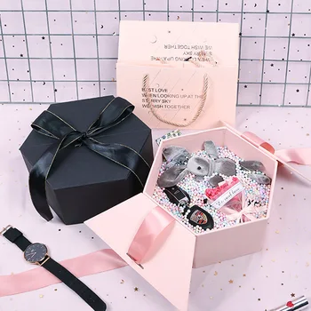 Preto-cor-de-rosa de Alto grau de doces embalagens de papel caixa de presente коробка упаковка presentes de aniversário jóias cosméticos, sacos de presente de коробка картон
