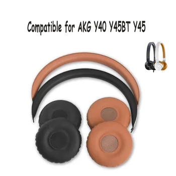 Proteína de Couro, Almofadas de Cabeça para AKG circuitos y40 Y45 Y45BT Fone de Substituição de Espuma Macia Ouvido, Capa de Almofada Protecções de Caps