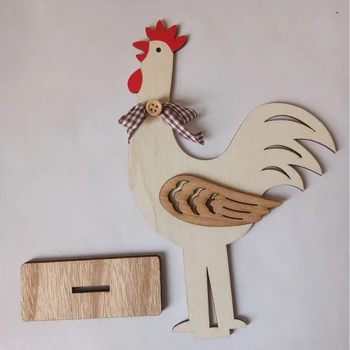 Páscoa frango suporte em madeira artesanato Galo galinha DIY tabela de Central decorações de Páscoa para a casa de presente de Páscoa as crianças pintainho decoração