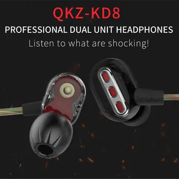 QKZ KD8 Baixo Pesado de 3,5 mm Fones de ouvido com Fio de Cobre Controlador de hi-fi Esporte Fones de ouvido Em Ouvido, Para Executar Com Microfone Auricular
