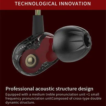 QKZ KD8 Baixo Pesado de 3,5 mm Fones de ouvido com Fio de Cobre Controlador de hi-fi Esporte Fones de ouvido Em Ouvido, Para Executar Com Microfone Auricular
