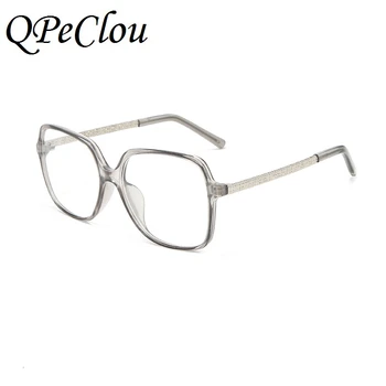 QPeClou 2020 TR90 Praça Óculos de Armação de Mulheres Designer Grandes Óculos Feminino Óptico de Computador Transparente, Óculos de Oculos De Grau