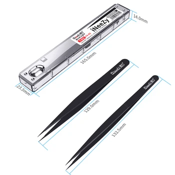 Qianli Ultra Fino, Preto pinça Manual Gringding Inoxidável Não-magnético Pinça BGA Jumper de Reparo Pinça para Reparação do Telefone