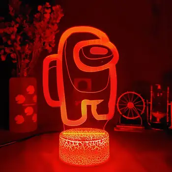 Quente Jogo de Amigos Entre nós LOGOTIPO da Ilusão 3D Desktop Lâmpada de Mesa de Café Decor Luzes LED Sensor Atmosfera de Cabeceira Lâmpadas da Noite