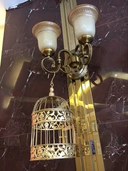 Quente Ouro Gaiola do Pássaro de Decoração feitos à Mão Vela Lanterna Vintage Metal Vela Jaulas Lanternas Marroquinas Decoração do Casamento De 2017, Novo