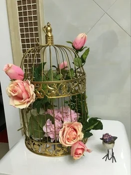 Quente Ouro Gaiola do Pássaro de Decoração feitos à Mão Vela Lanterna Vintage Metal Vela Jaulas Lanternas Marroquinas Decoração do Casamento De 2017, Novo
