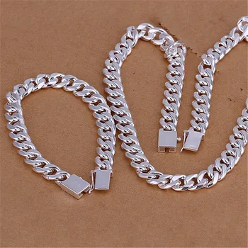 Quente cor de prata da jóia da alta qualidade dos homens de moda quadrado de 10MM fivela chicote da cadeia colar braceletes S101