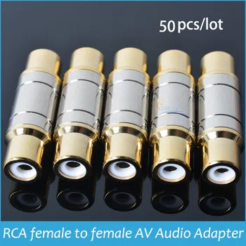 RCA fêmea Para Fêmea AV TV Áudio Vídeo em linha Reta da Cabeça Adaptador 50pcs/monte