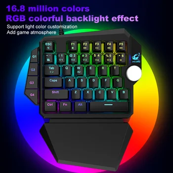 RGB de uma mão mecânica do teclado do PC console PS4 Trono jogo de mini teclado Multifuncional Ergonomia mini teclado luz de fundo