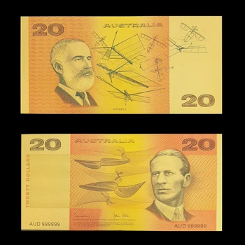 RH 7pcs/muito Colorido Austrália Ouro de Notas de Idade AUD 1 2 5 10 20 50 100 Notas Conjunto de Acrílico Notas Banhado a Ouro