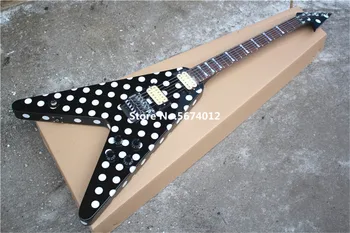 Randy Rhoads Assinatura de Guitarra de Bolinhas Acabamento Top China Guitarra Duplo shake vibrato frete grátis