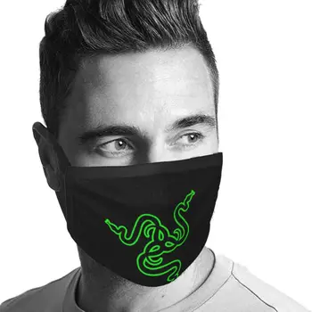 Razer Merch Design Personalizado Máscara Facial Para Adultos E Crianças Anti-Pó Jogos De Jogador Profissional De Esports Logotipo Do Jogo Cobra Verde