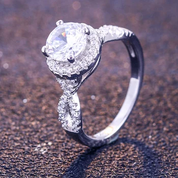 Real 925 Anéis de Prata Esterlina para as Mulheres de Luxo 52 peças AAA CZ Casamento, festa de Noivado, anel de Presente Romântico S925 de Jóias de Prata