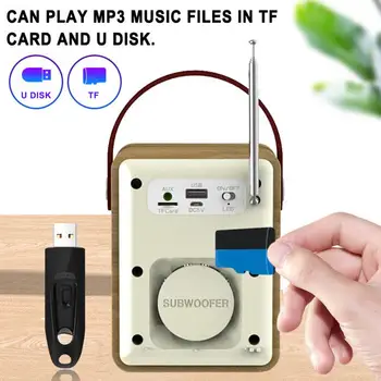 Recarregável USB Bluetooth 5.0 Receptor FM Com Antena Home Mini Rádio alto-Falante do Cartão do TF MP3 Relógio Digital Rádio