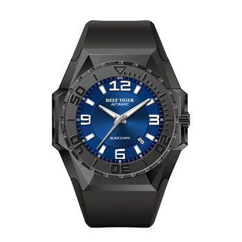 Recife Tigre/RT melhores marcas de Relógios do Esporte Mostrador Azul Preto Mecânico Automático Impermeável Mergulho Relógios Relógio Masculino RGA6903