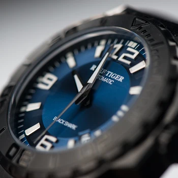 Recife Tigre/RT melhores marcas de Relógios do Esporte Mostrador Azul Preto Mecânico Automático Impermeável Mergulho Relógios Relógio Masculino RGA6903