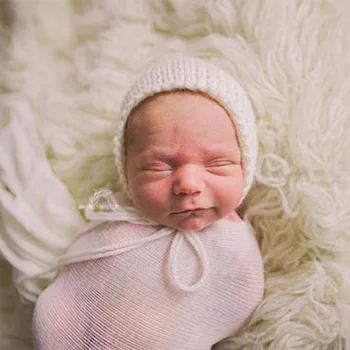 Recém-Nascido Estiramento Da Malha Sólida Enrole O Bebê Fotografia Adereços Cobertor Infantil De Tirar A Foto Cesta Recheada Swaddle