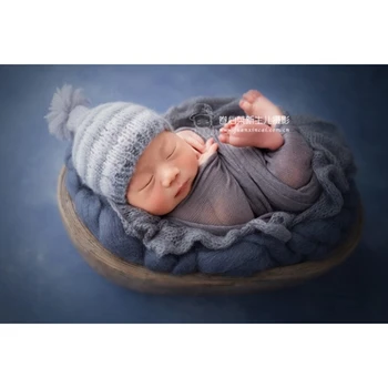 Recém-Nascido Trecho Enrole O Bebê Jersey Envoltório De Fotografia Com Adereços, De Recém-Nascidos Swaddle Cobertor Pano De Fundo Bebê Camada De Tecido Adereços Foto