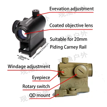 Red Dot Sight Mira Mini Colimador Óptico Tático Âmbito de Caça Trilho 20mm Rifle Âmbito do Airsoft Telescópio Finder T1